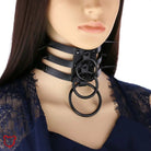 Black Choker with Triple Rings - The Cursed Closet
