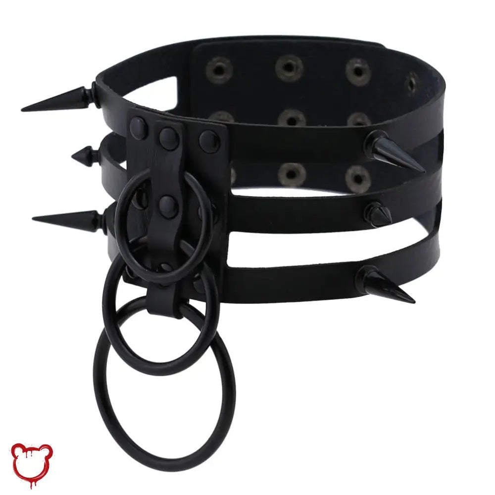 Black Choker with Triple Rings - The Cursed Closet