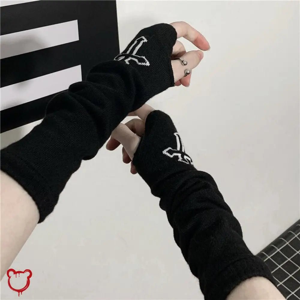 Black Cross Fingerless Gloves - The Cursed Closet