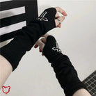 Black Cross Fingerless Gloves - The Cursed Closet