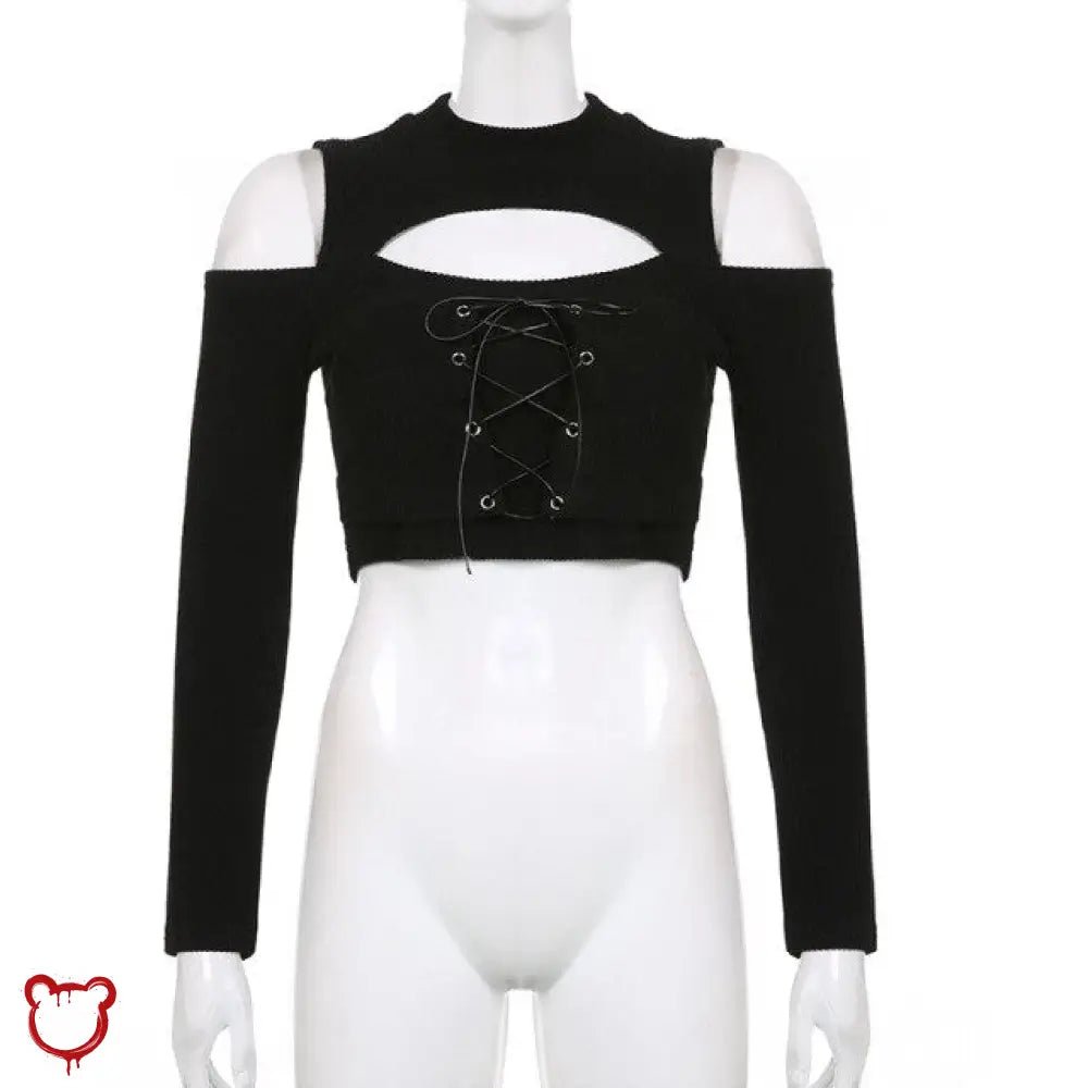 Black Cut Out Crop Top - The Cursed Closet