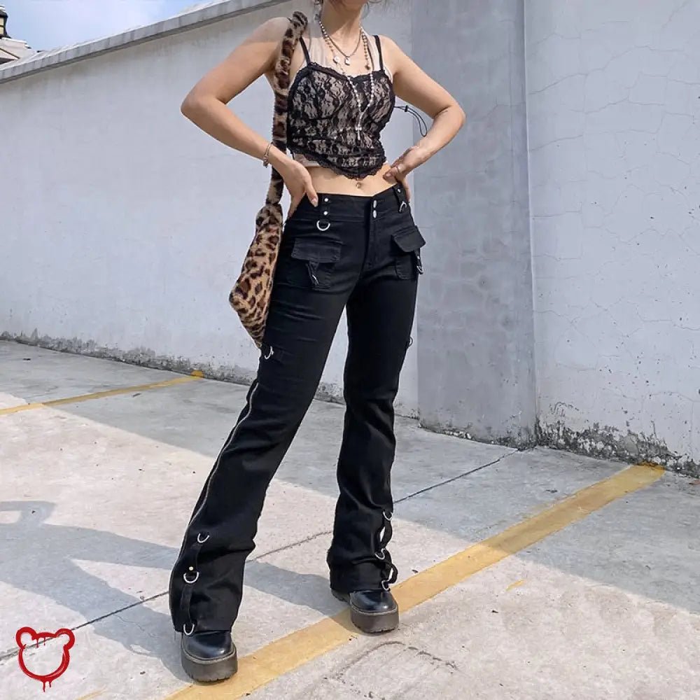 Black Denim Low Waist Pants - The Cursed Closet