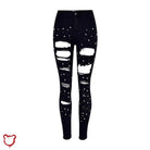 Black Distressed High Waist Jeans - The Cursed Closet