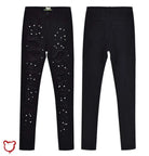 Black Distressed High Waist Jeans - The Cursed Closet