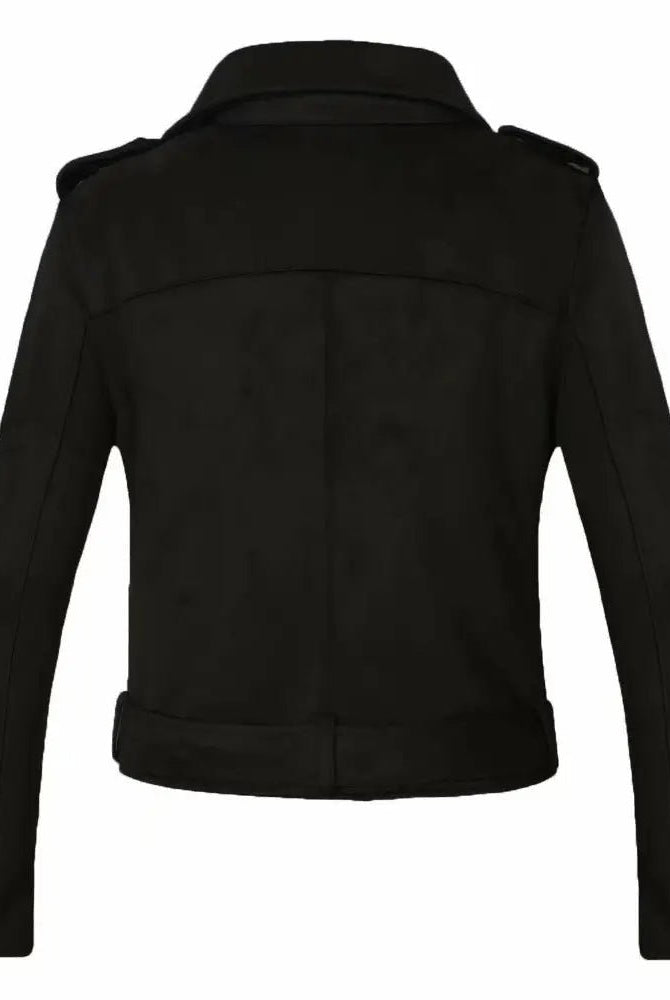 Black Faux Suede Biker Jacket