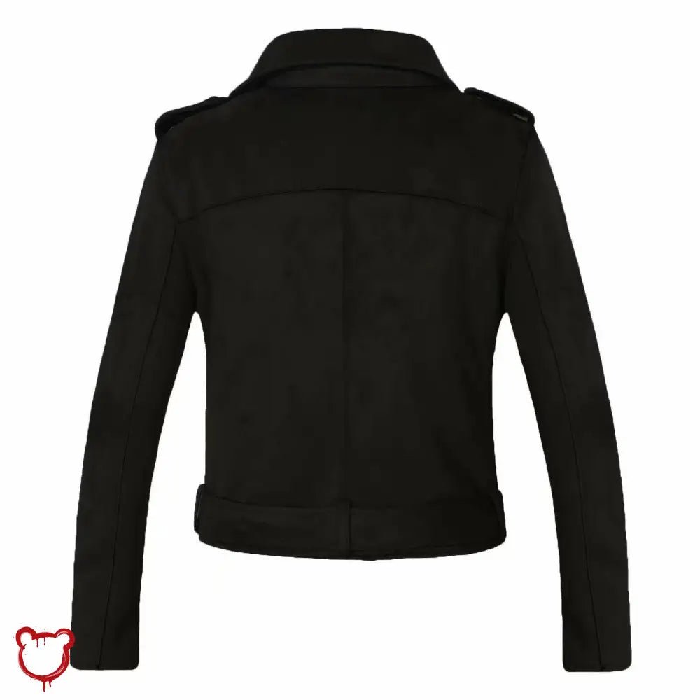 Black Faux Suede Biker Jacket - The Cursed Closet