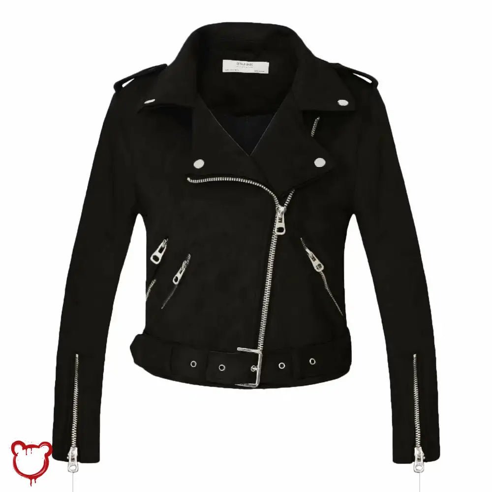 Black Faux Suede Biker Jacket - The Cursed Closet