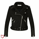Black Faux Suede Biker Jacket - The Cursed Closet