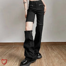 Black Flared Zip Pants - The Cursed Closet