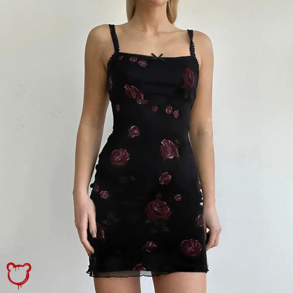 Black Floral Mesh Dress - The Cursed Closet