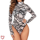 Black Geometric Bodysuit White / S Clothing