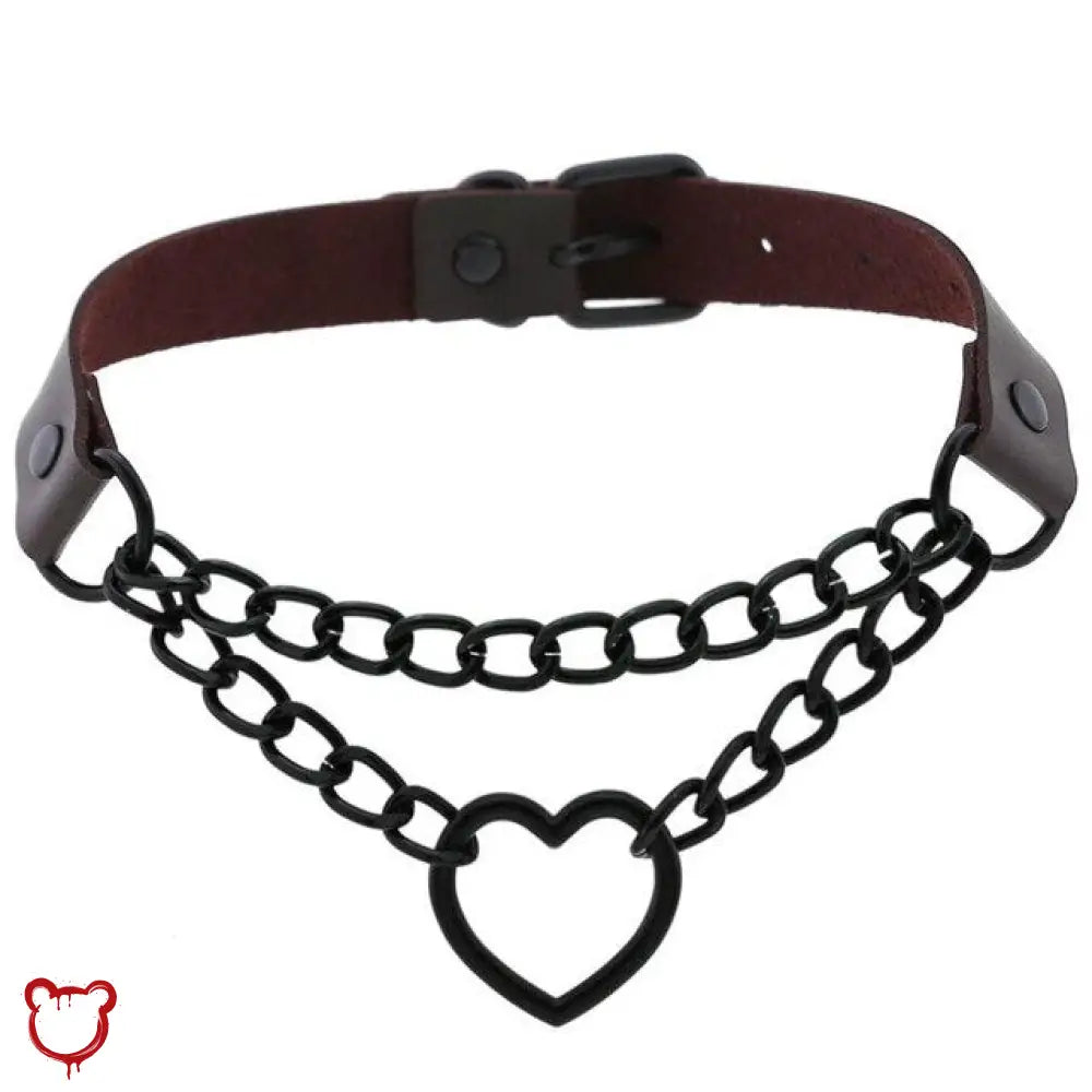The Cursed Closet 'Invocation' Heart faux leather choker (16 colours) at $15.99 USD