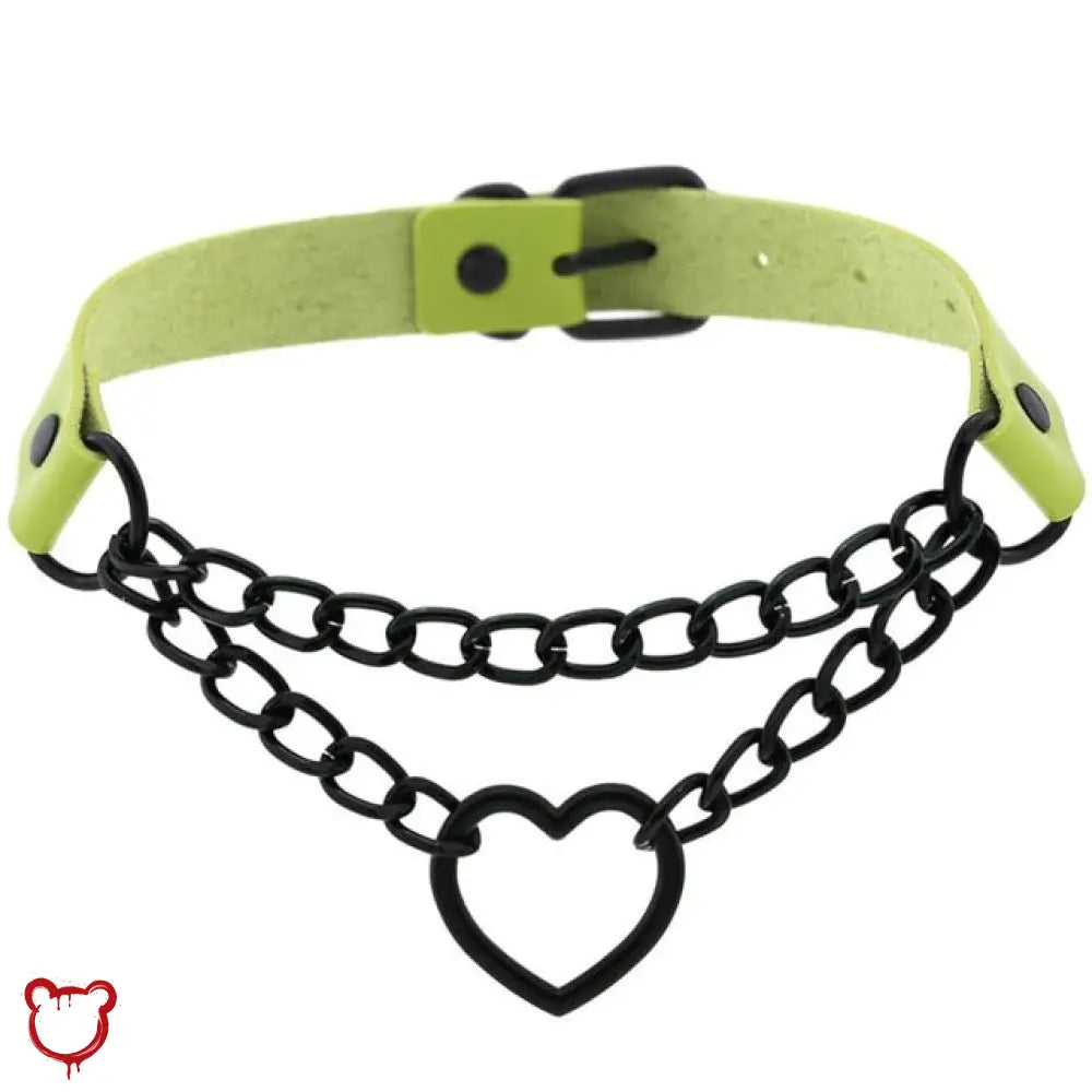 The Cursed Closet 'Invocation' Heart faux leather choker (16 colours) at $15.99 USD