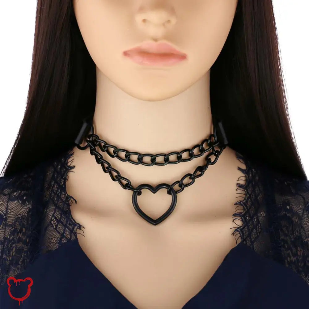 Black Goth Heart Choker - 16 Colors Jewellery