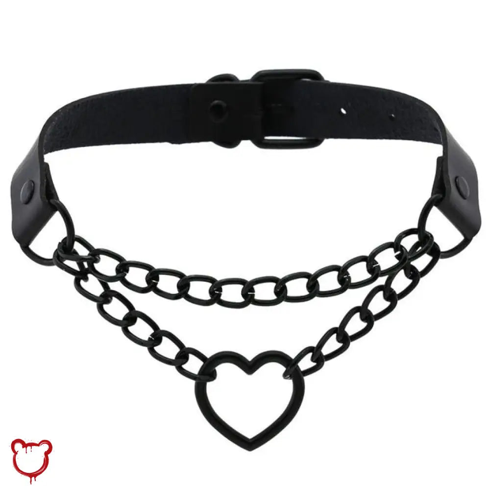 The Cursed Closet 'Invocation' Heart faux leather choker (16 colours) at $15.99 USD