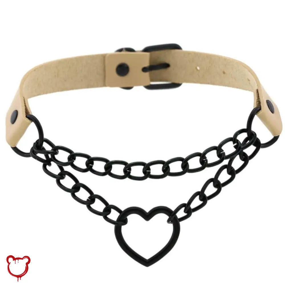 The Cursed Closet 'Invocation' Heart faux leather choker (16 colours) at $15.99 USD