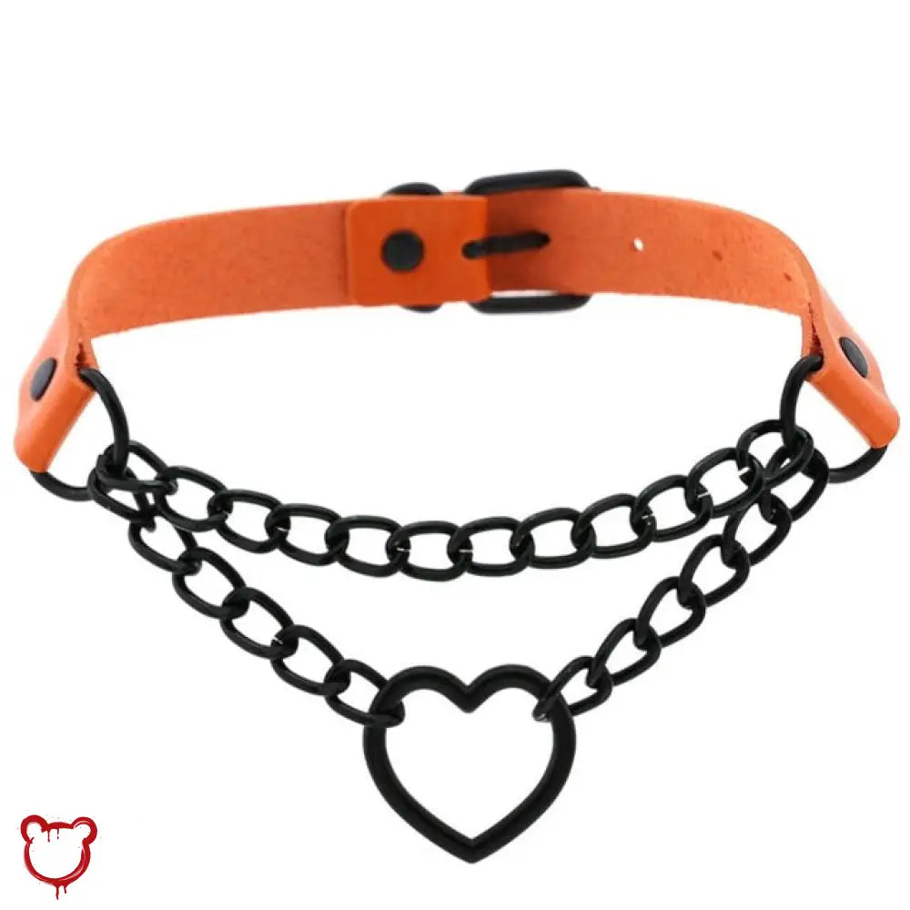 The Cursed Closet 'Invocation' Heart faux leather choker (16 colours) at $15.99 USD