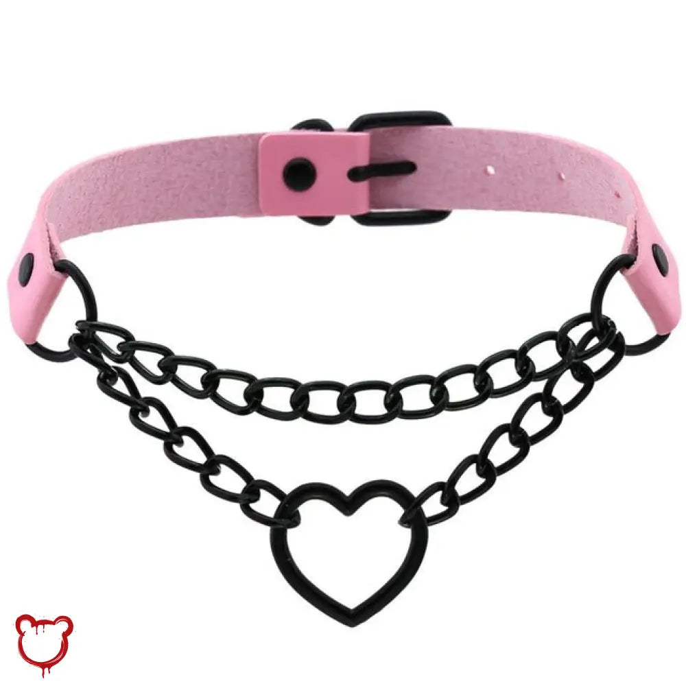 The Cursed Closet 'Invocation' Heart faux leather choker (16 colours) at $15.99 USD