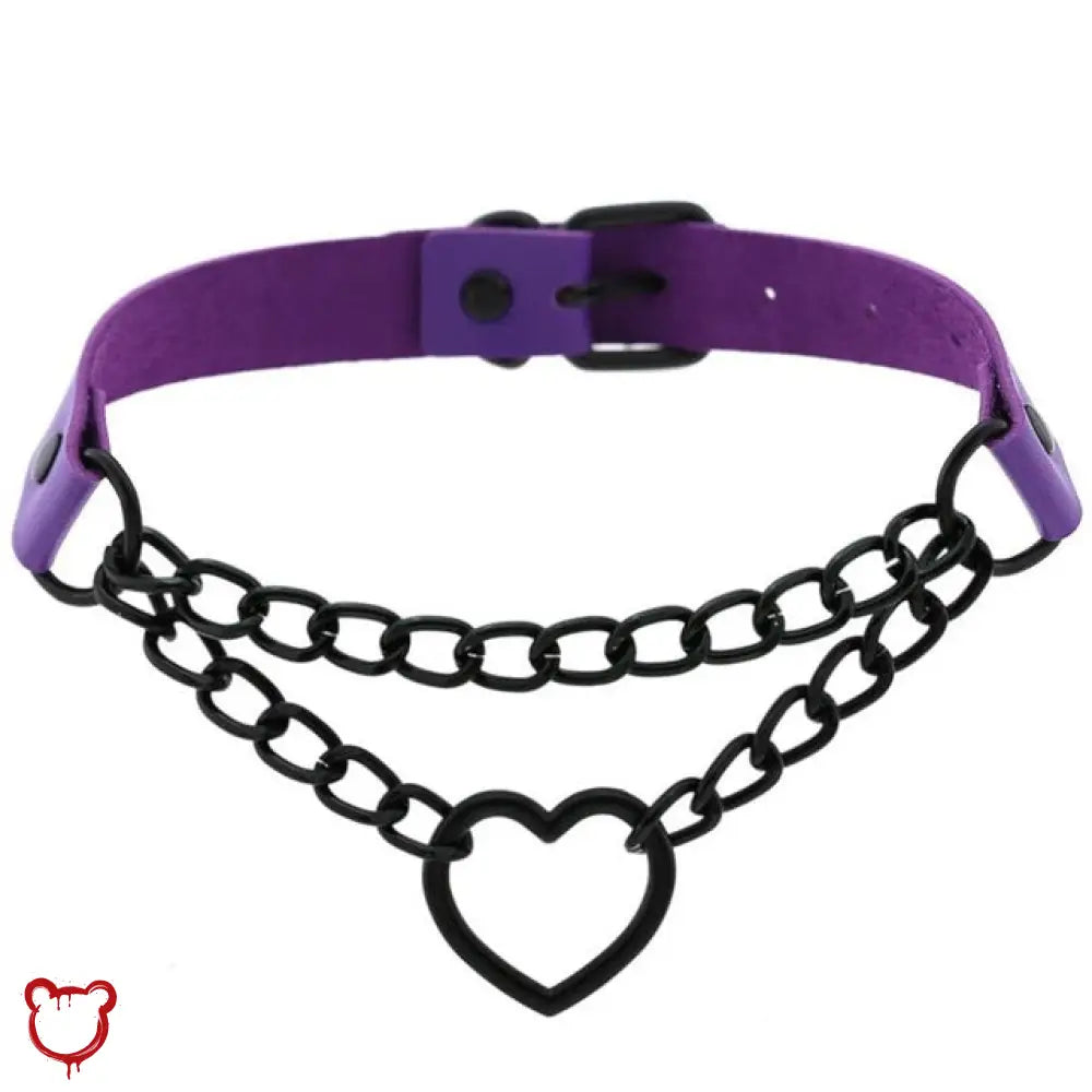 The Cursed Closet 'Invocation' Heart faux leather choker (16 colours) at $15.99 USD