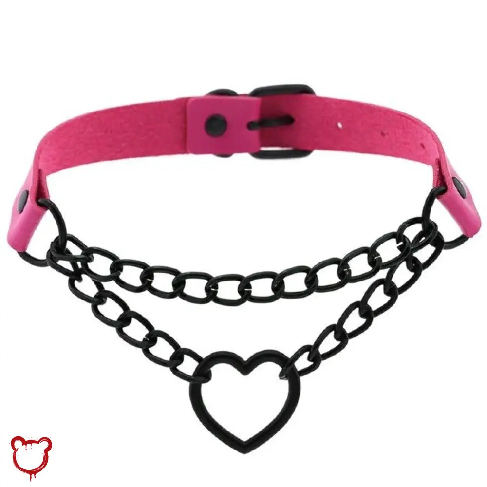 The Cursed Closet 'Invocation' Heart faux leather choker (16 colours) at $15.99 USD