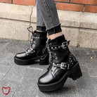 Black Goth Lace - Up Boots - The Cursed Closet