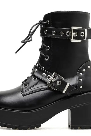 Black Goth Lace-Up Boots