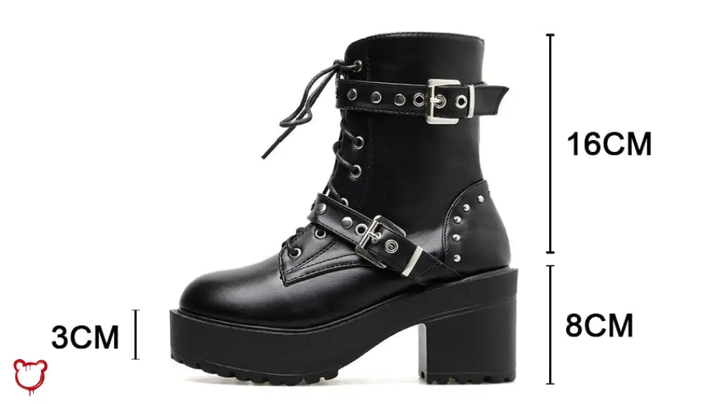 Black Goth Lace - Up Boots - The Cursed Closet