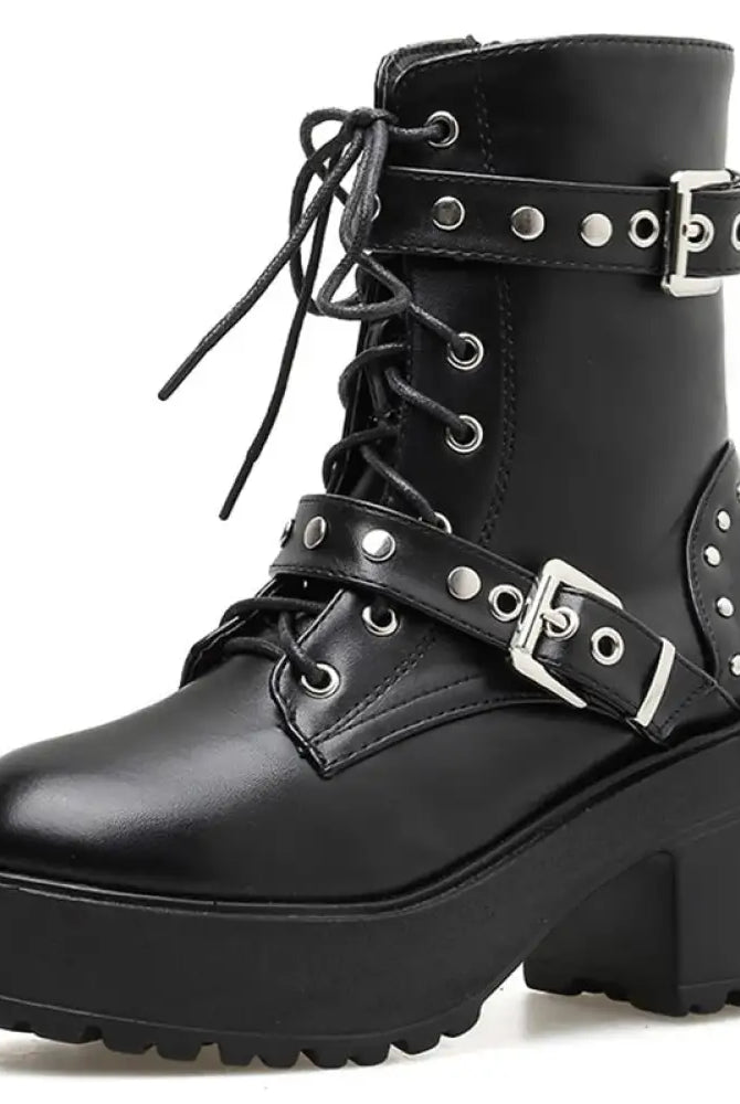 Black Goth Lace-Up Boots