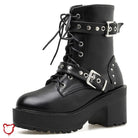 Black Goth Lace - Up Boots - The Cursed Closet