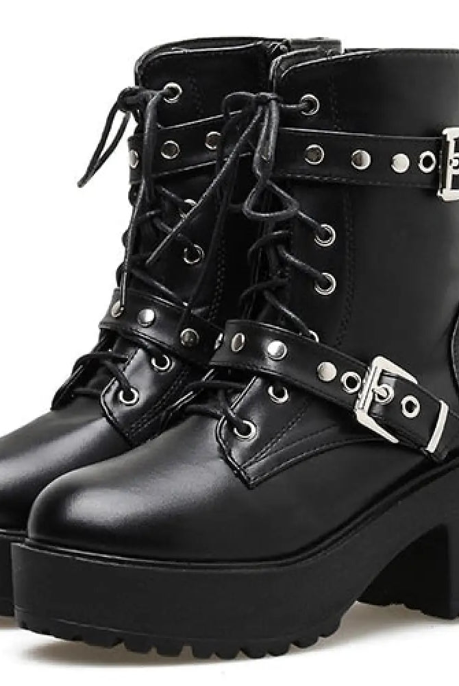 Black Goth Lace-Up Boots