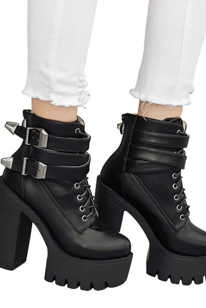 "Black Goth Platform Boots by Gatekeeper"