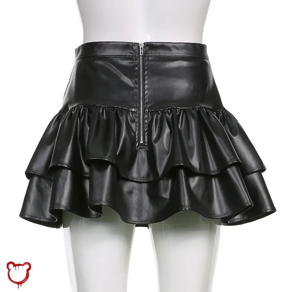Black Goth Pu Leather Skirt Clothing