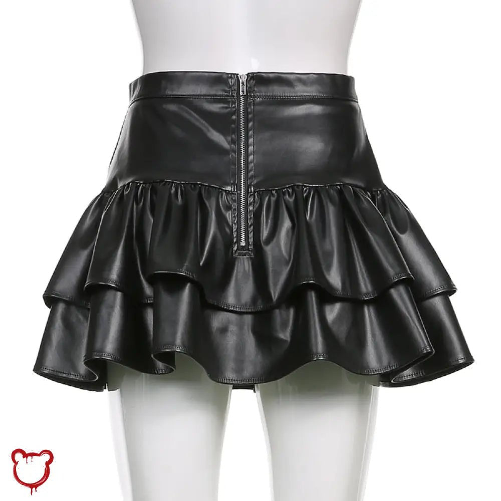 "Black Goth PU Leather Skirt - The Cursed Closet