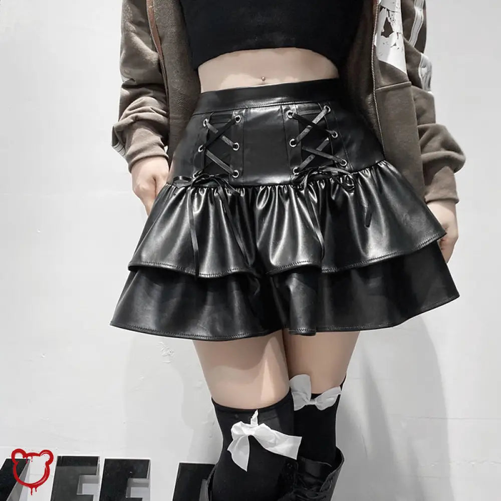 Black Goth Pu Leather Skirt Clothing