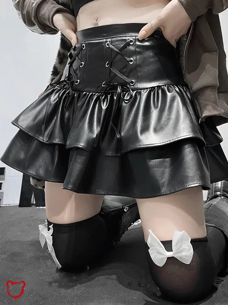 Black Goth Pu Leather Skirt Black / S Clothing