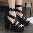 Black Goth Strap Shoes' - The Cursed Closet