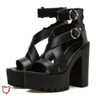Black Goth Strap Shoes' - The Cursed Closet