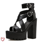 Black Goth Strap Shoes' - The Cursed Closet
