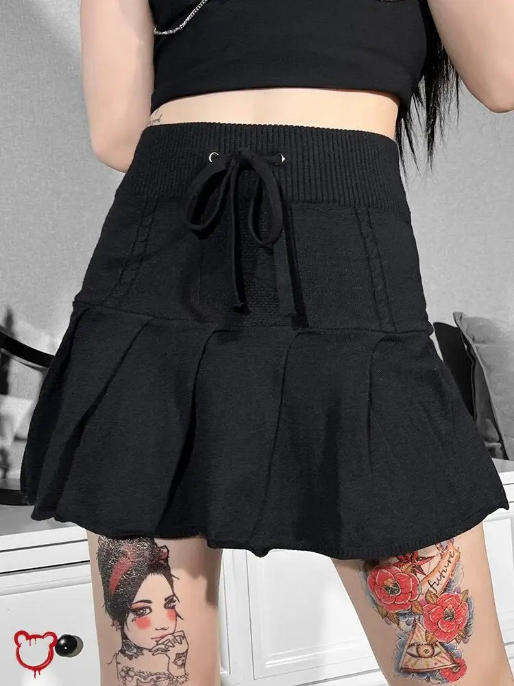 Black Gothic A - Line Mini Skirt - The Cursed Closet
