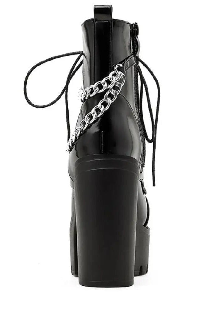 "Black Gothic Chain Ankle Boots"
