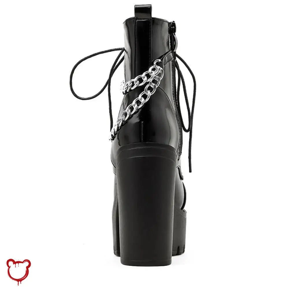 "Black Gothic Chain Ankle Boots" - The Cursed Closet