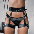 Black Gothic Faux Leather Suspenders - The Cursed Closet