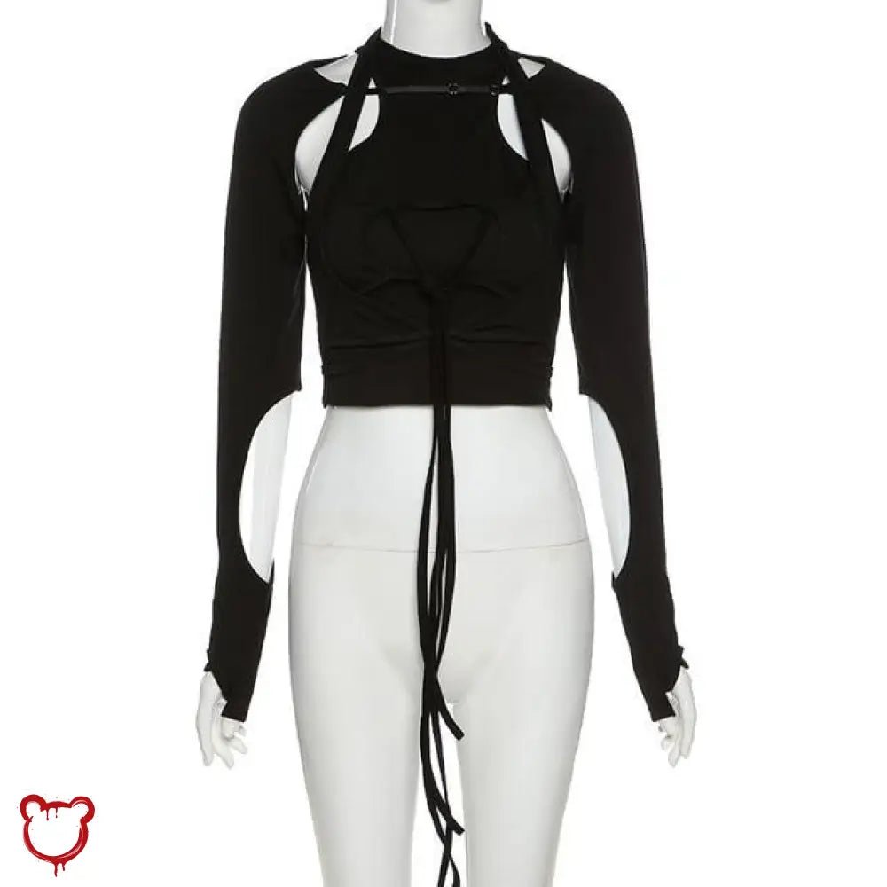 Black Gothic Lace - up Long Sleeve' - The Cursed Closet