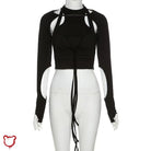 Black Gothic Lace - up Long Sleeve' - The Cursed Closet