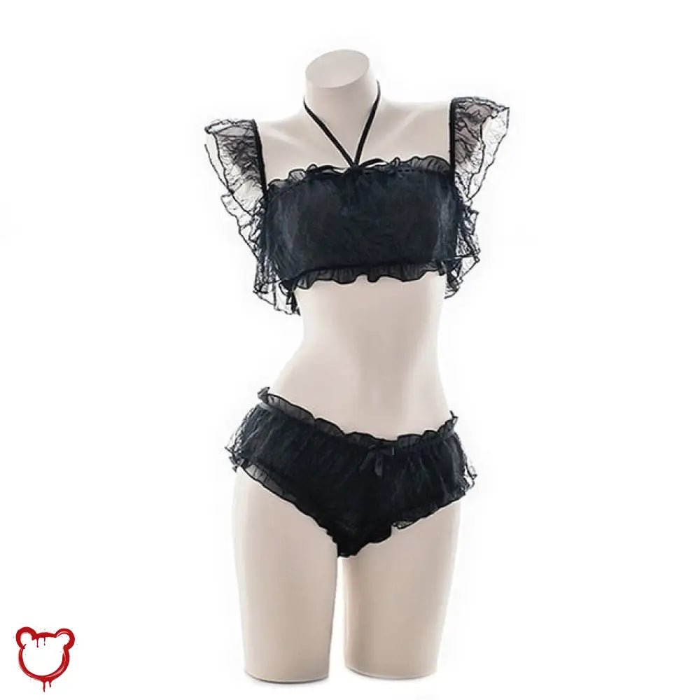 Black Gothic Lolita Lingerie Set - The Cursed Closet