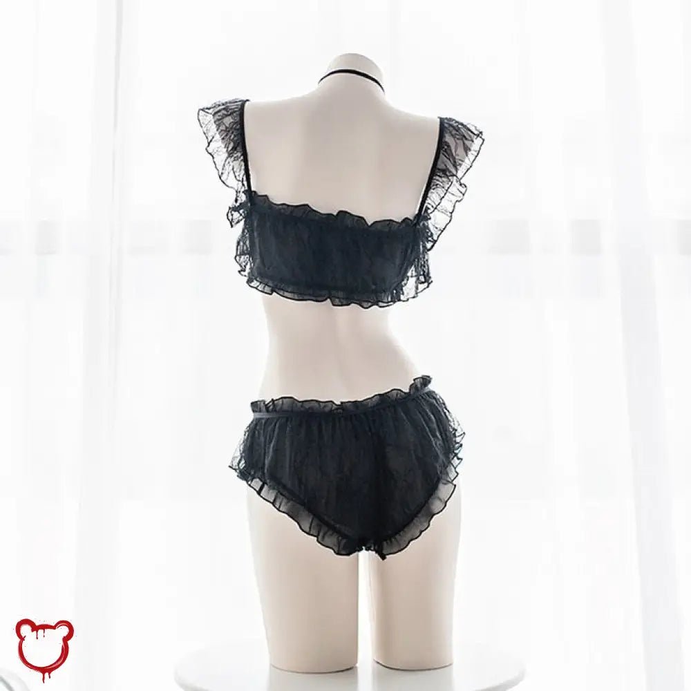 Black Gothic Lolita Lingerie Set - The Cursed Closet