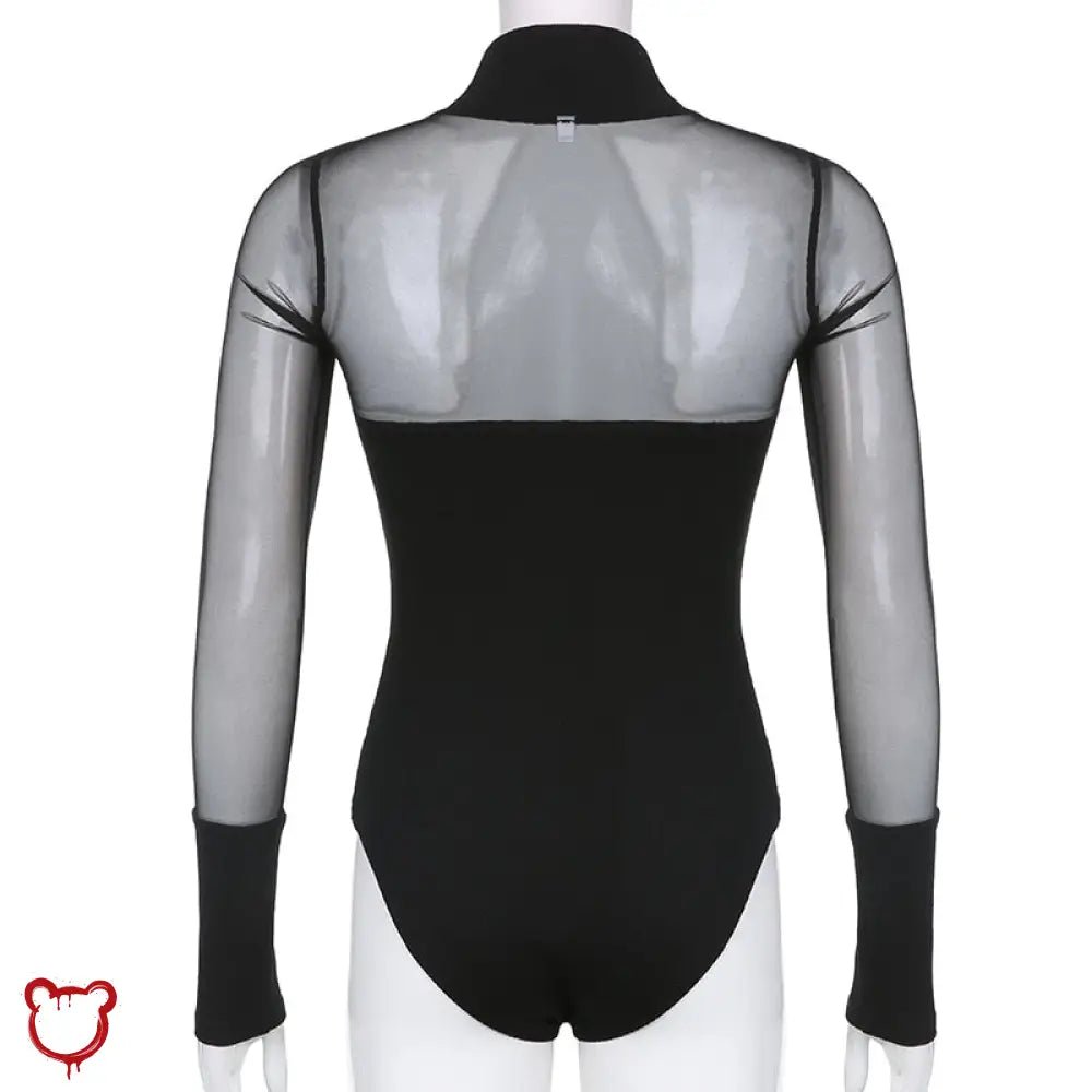 "Black Gothic Mesh Bodysuit" - The Cursed Closet