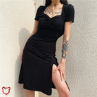 Black Gothic Midi Dress. - The Cursed Closet
