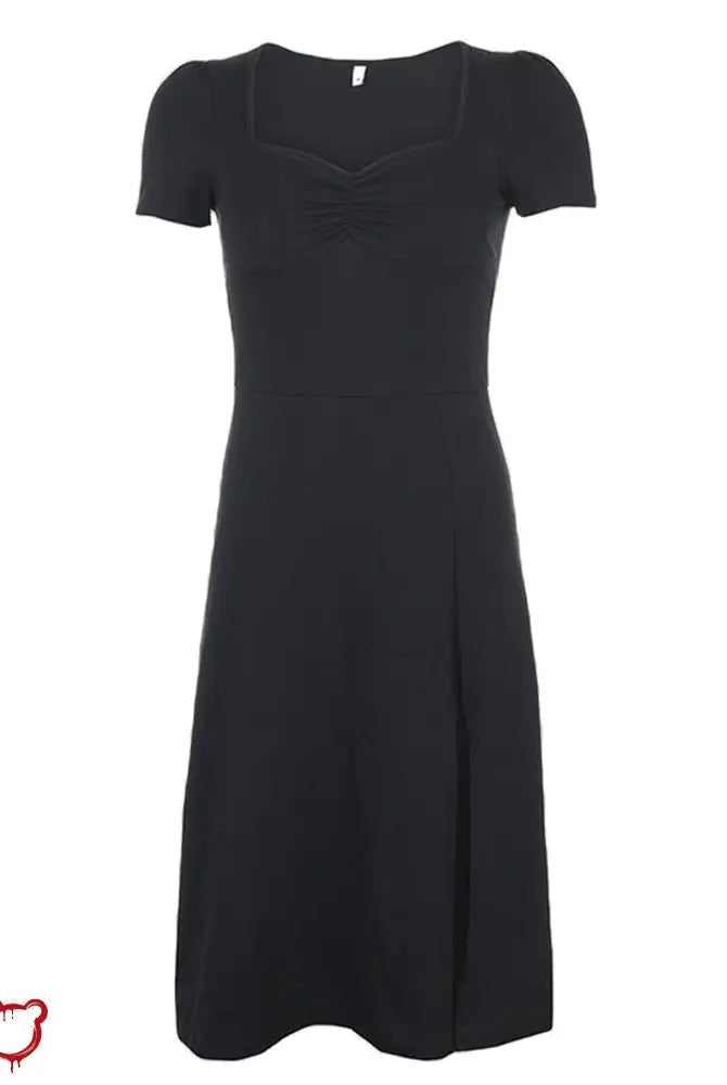Black Gothic Midi Dress. - The Cursed Closet