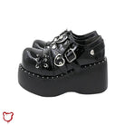 Black Gothic Platform Buckle Shoes - The Cursed Closet